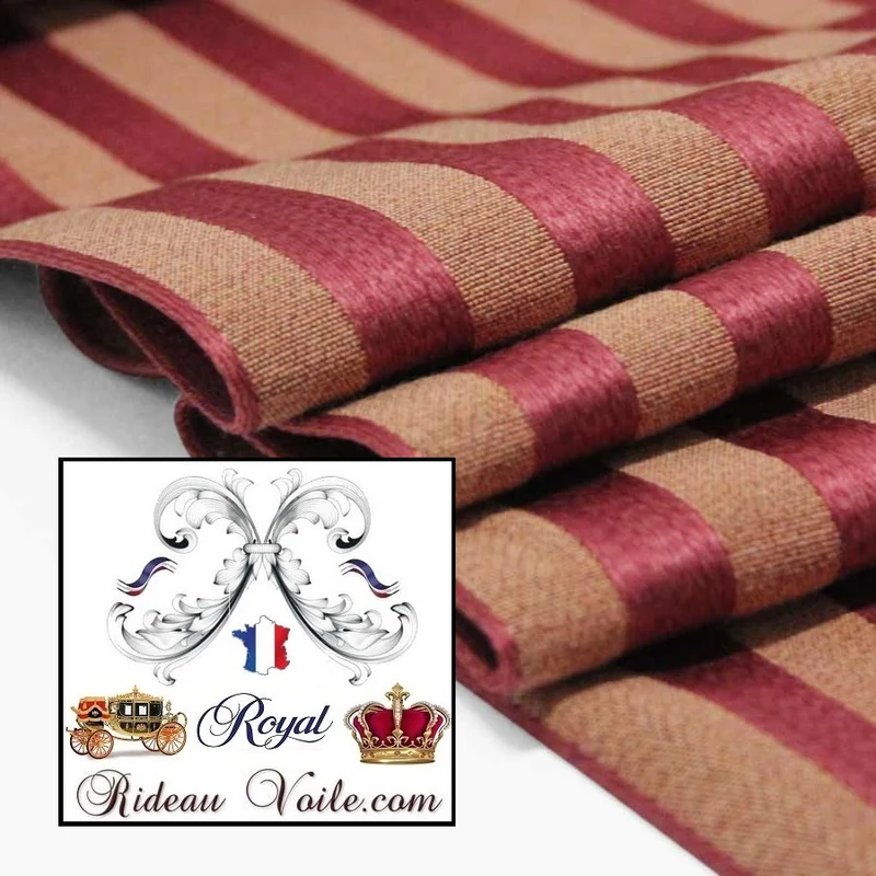 Tissu rayé ameublement mètre Jacquard tapisserie bordeaux décoration rideau