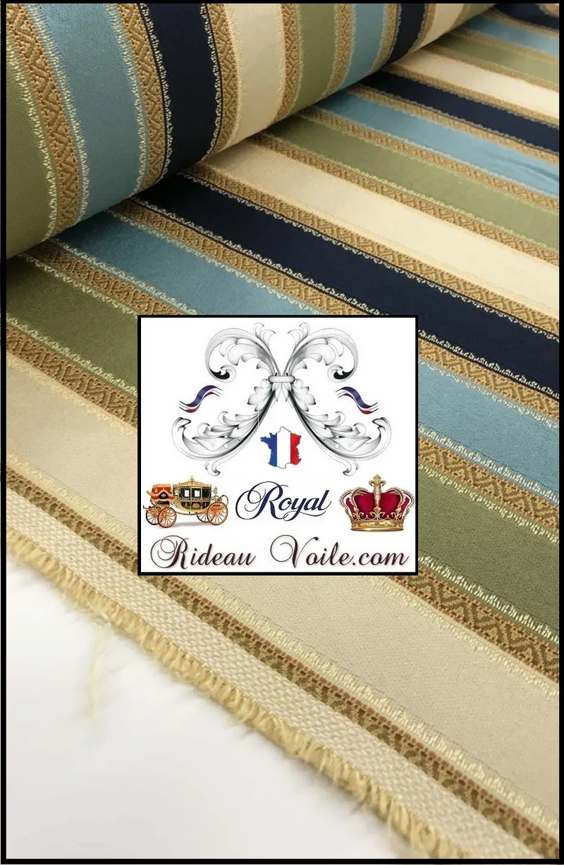 Tissu rayures Empire Napoléon Jacquard mètre Tapisserie décoration rayé ligne rideau
