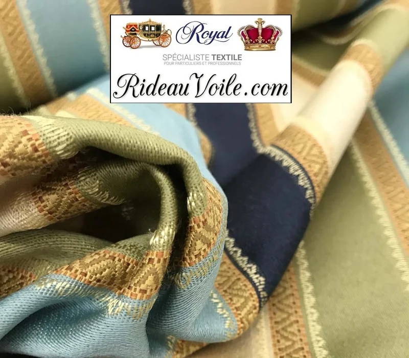 Tissu rayures Empire Napoléon Jacquard mètre Tapisserie décoration rayé ligne rideau