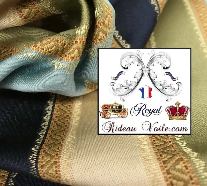 Tissu rayures Empire Napoléon Jacquard mètre Tapisserie décoration rayé ligne rideau
