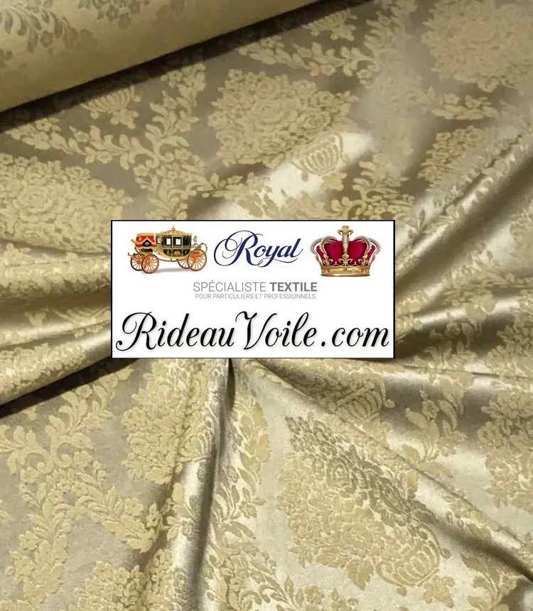 Tissu ameublement Jacquard Damasco mètre Tapisserie Baroque Or foncé