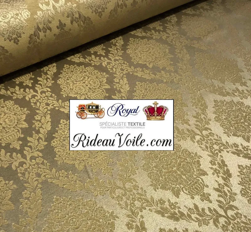 Tissu ameublement Jacquard Damasco mètre Tapisserie Baroque Or foncé