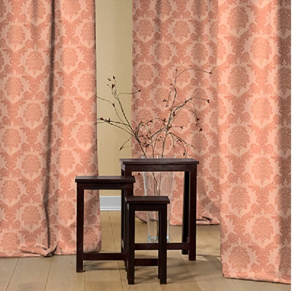 Rideauvoile | Textile ameublement Damasco au mètre Baroque rideau jacquard rose