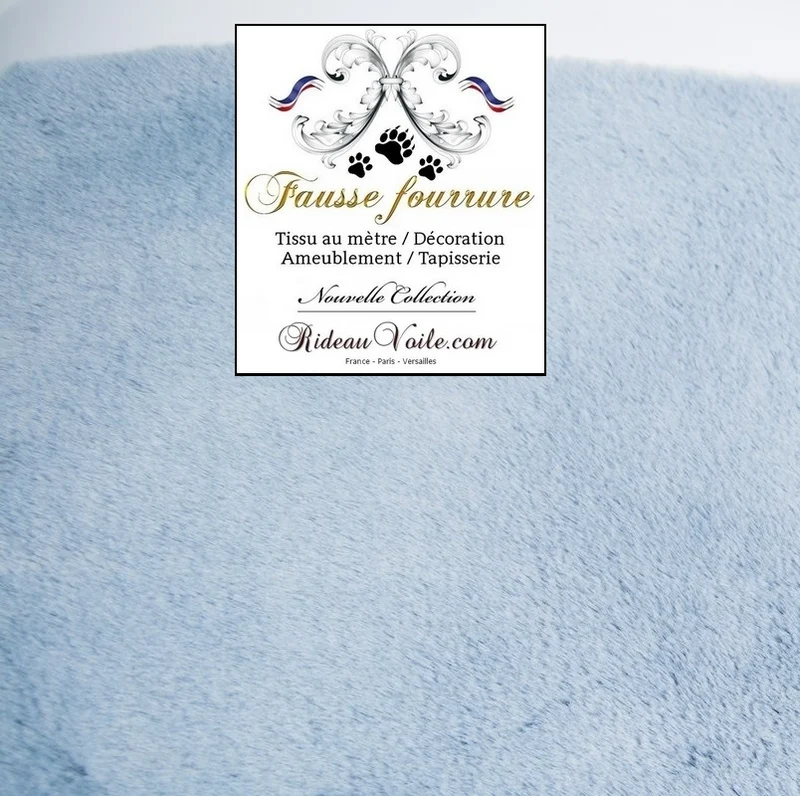 Tissu boutique Fausse fourrure Bleu Lapin de Sibérie le mètre ameublement tapisserie
