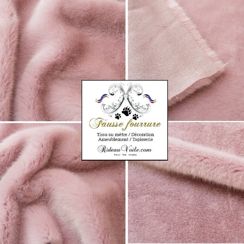 Rideauvoile tissu Fausse fourrure luxe douce rose crème au mètre ameublement déco