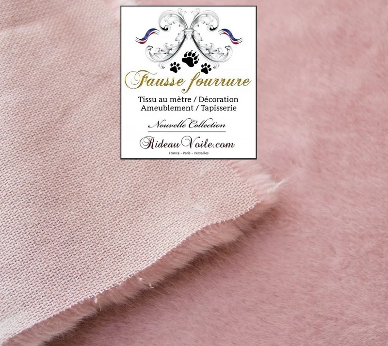 Rideauvoile tissu Fausse fourrure luxe douce rose crème au mètre ameublement déco
