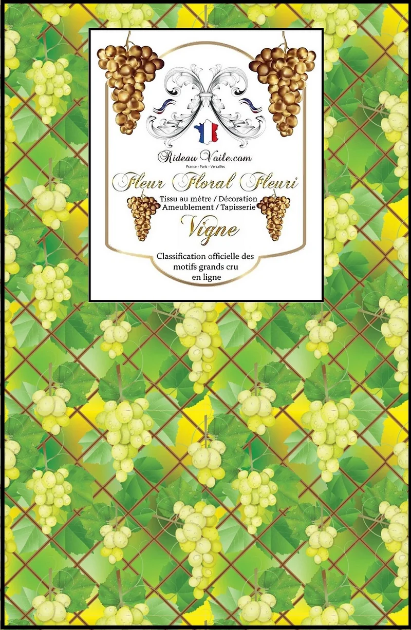 Feuilles verte vigne grappe de raisin blanc tissu ameublement au mètre rideau