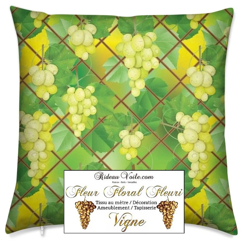 Feuilles verte vigne grappe de raisin blanc tissu ameublement au mètre rideau