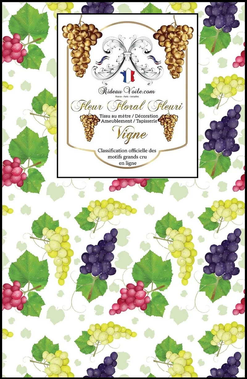 Motif fleurs vigne grappe de raisin tissu imprimé ameublement au mètre rideau