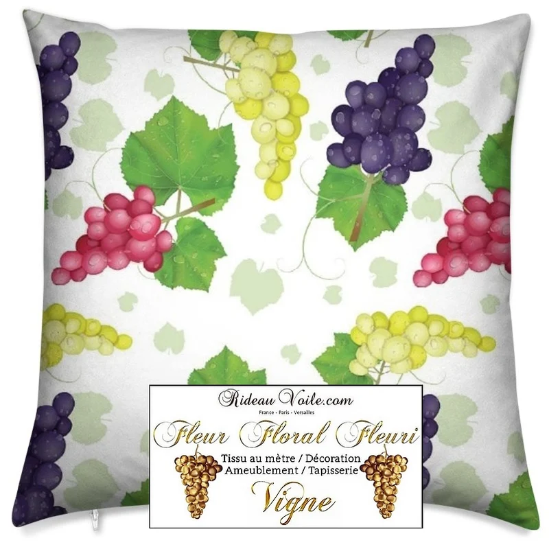 Motif fleurs vigne grappe de raisin tissu imprimé ameublement au mètre rideau