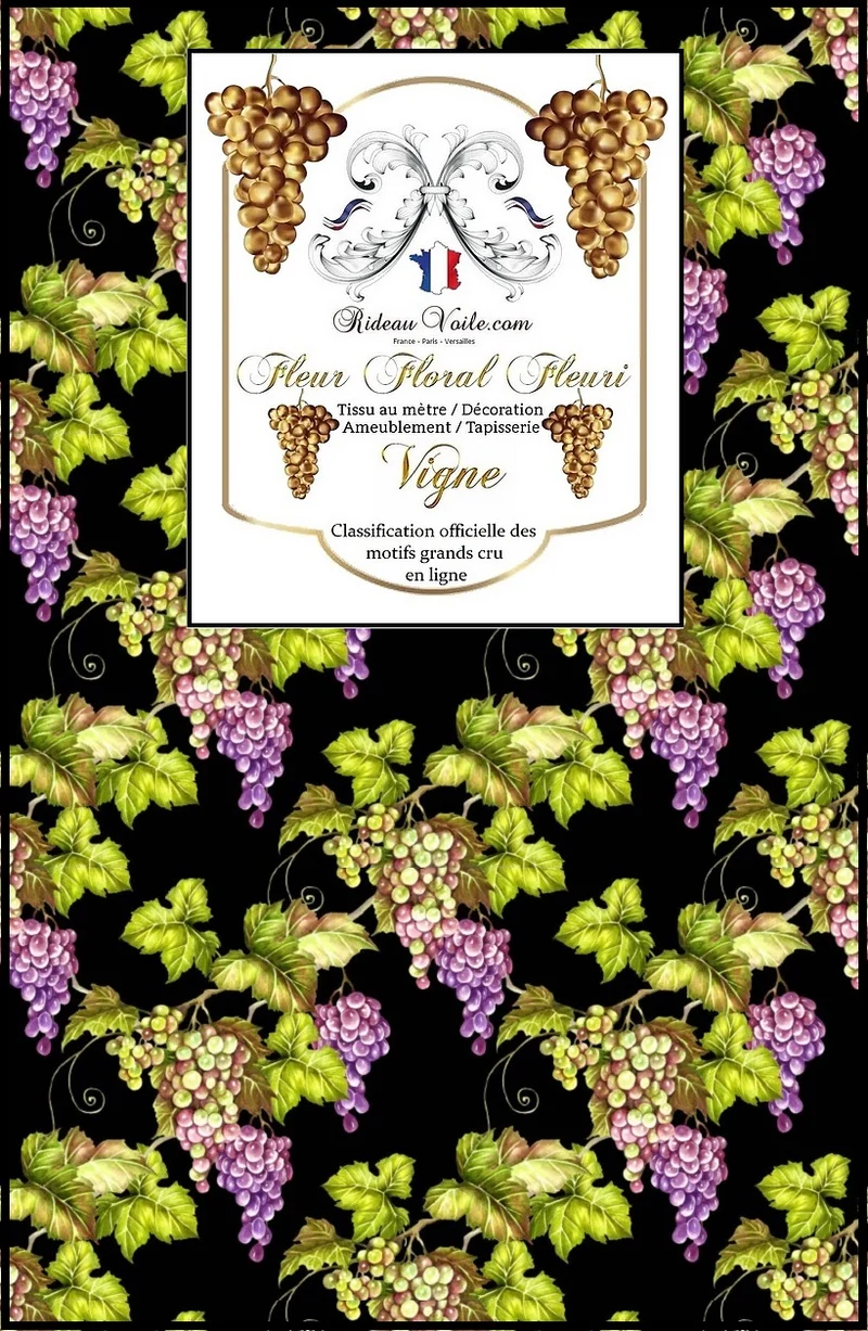 Tissu Motif fleurs vigne grappe de raisin imprimé ameublement au mètre rideau