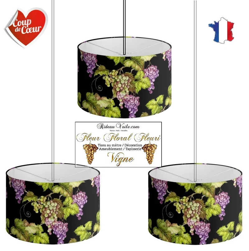 Tissu Motif fleurs vigne grappe de raisin imprimé ameublement au mètre rideau