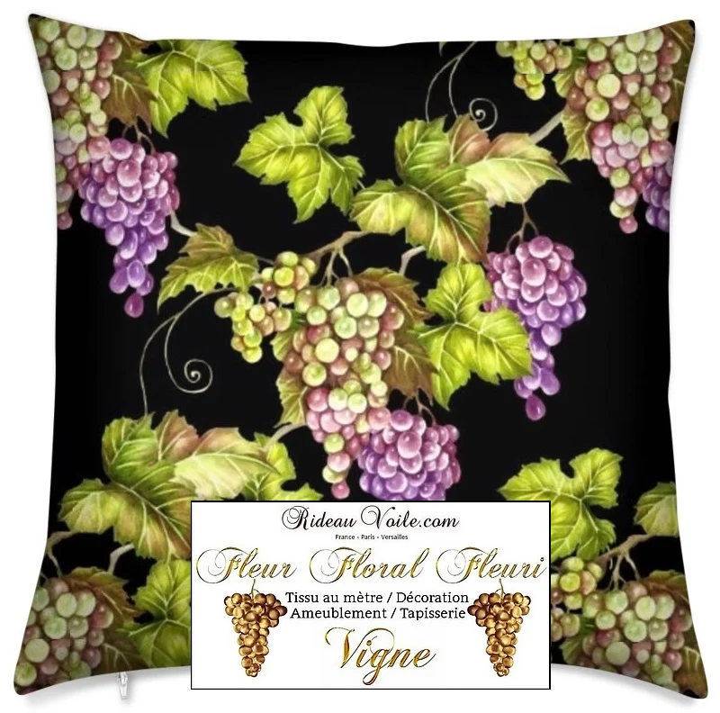 Tissu Motif fleurs vigne grappe de raisin imprimé ameublement au mètre rideau