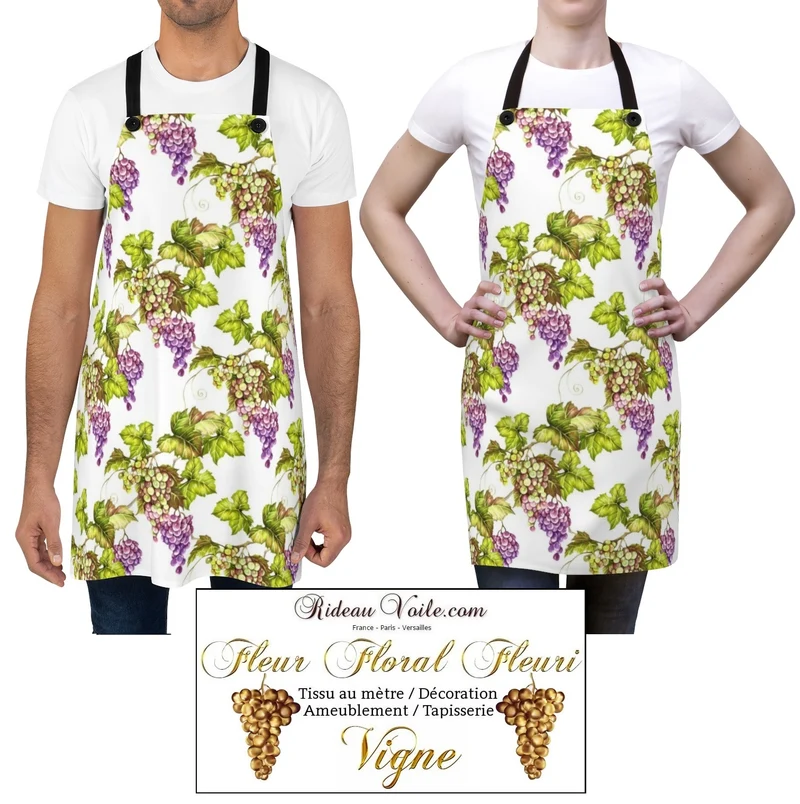 Tissu Motif viticulteur fleurs vigne grappe de raisin imprimé ameublement au mètre