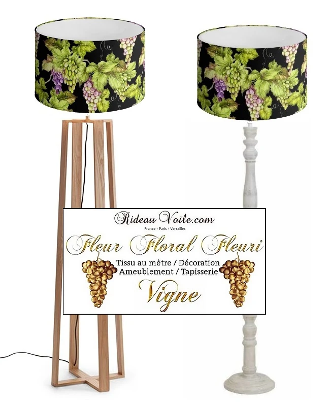 Tissu Motif oenologie feuille vigne grappe de raisins imprimé ameublement au mètre