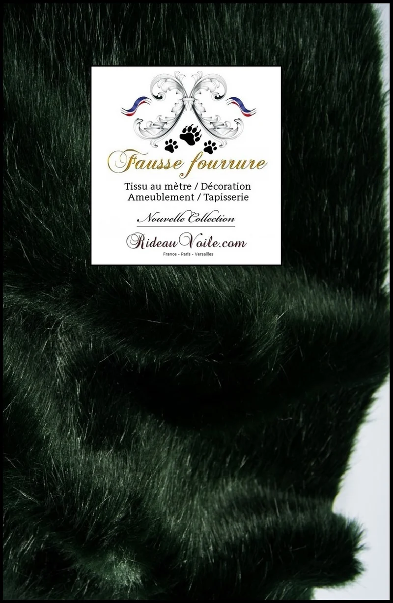 Tissu Fausse fourrure animale au mètre vert poils moyen rideau plaid