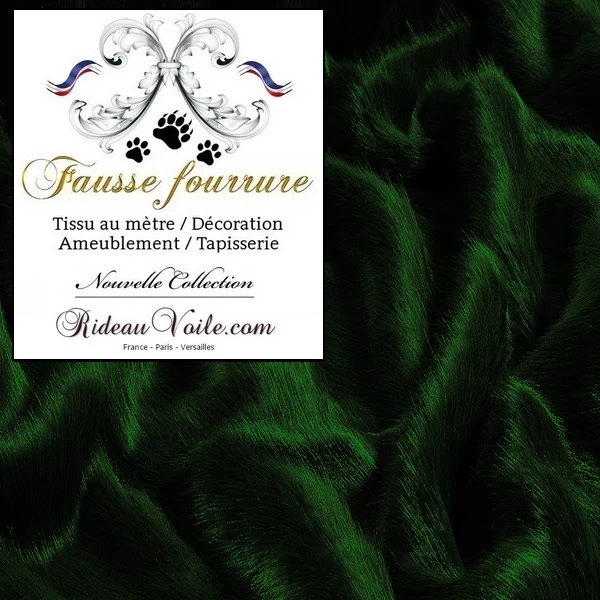 Tissu Fausse fourrure animale au mètre vert poils moyen rideau plaid