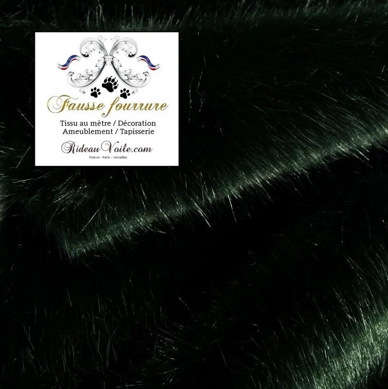 Tissu Fausse fourrure animale au mètre vert poils moyen rideau plaid