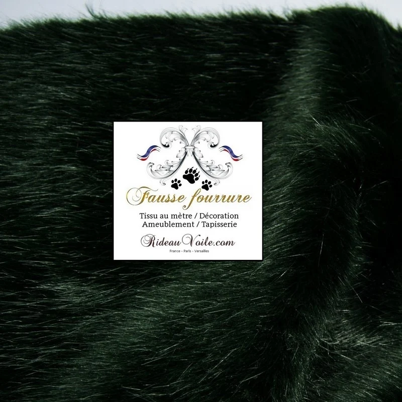Tissu Fausse fourrure animale au mètre vert poils moyen rideau plaid