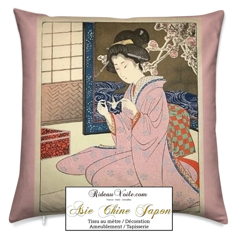 Tissu japonais panneau imprimé asiatique tapisserie ameublement au mètre déco rideau