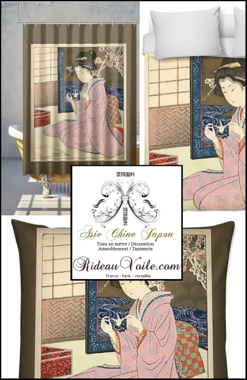 Luxe intérieur boutique décoration motif Estampes Geisha Art Japonais tissu au mètre
