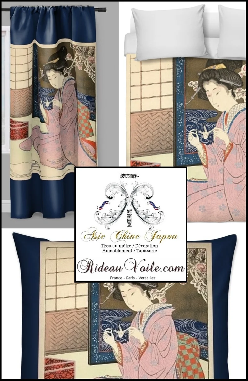 Architecture d'intérieur Palais de Tokyo motif estampes Geisha Art Japonais tissu au mètre