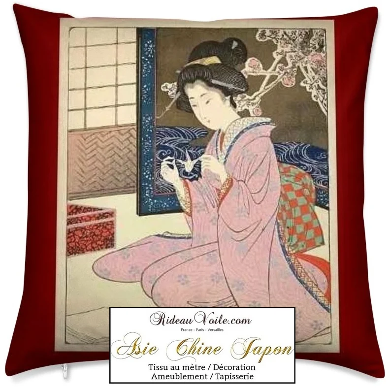 Architecture Palais de Tokyo Art Japonais motif imprimé Geisha tissu au mètre rideau