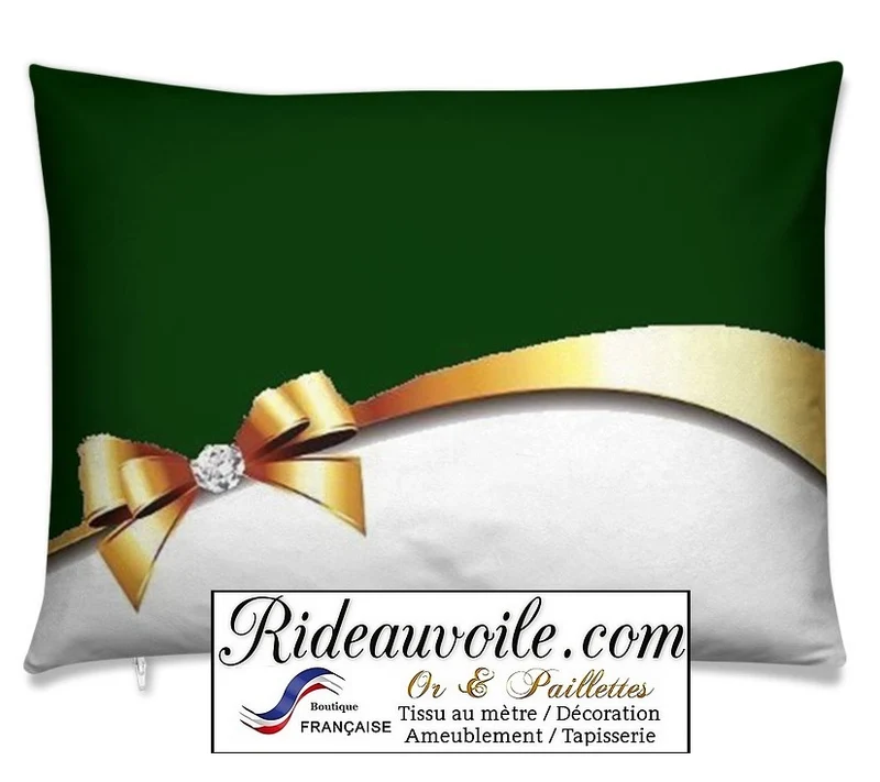 Tissu ameublement au mètre rideau vert empire Or Diamant pierres précieuses voilage