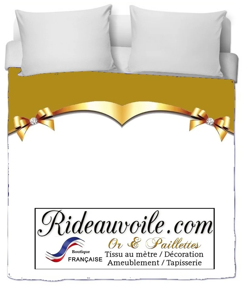 Tissu ameublement au mètre rideau métal d'Or Diamant pierres précieuses voilage