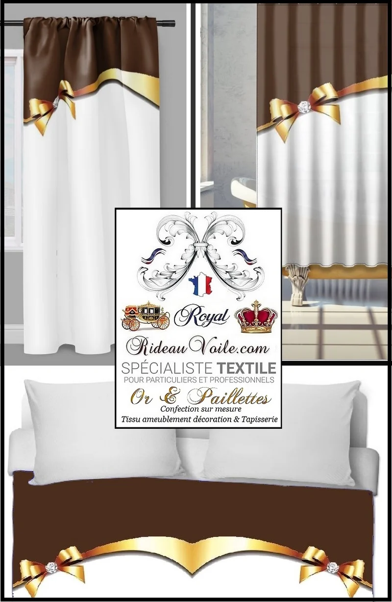 Tissu ameublement au mètre rideau d'Or Diamant motif pierres précieuses voilage