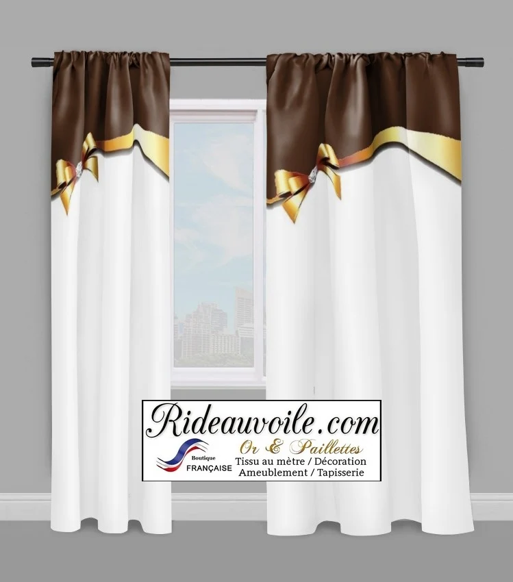 Tissu ameublement au mètre rideau d'Or Diamant motif pierres précieuses voilage