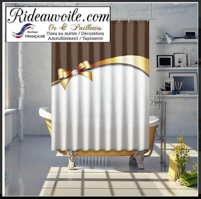 Tissu ameublement au mètre rideau d'Or Diamant motif pierres précieuses voilage