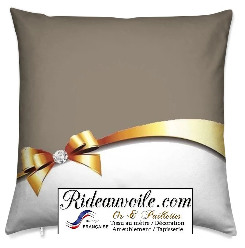 Tissu ameublement au mètre rideau beige d'Or Diamant pierres précieuses voilage