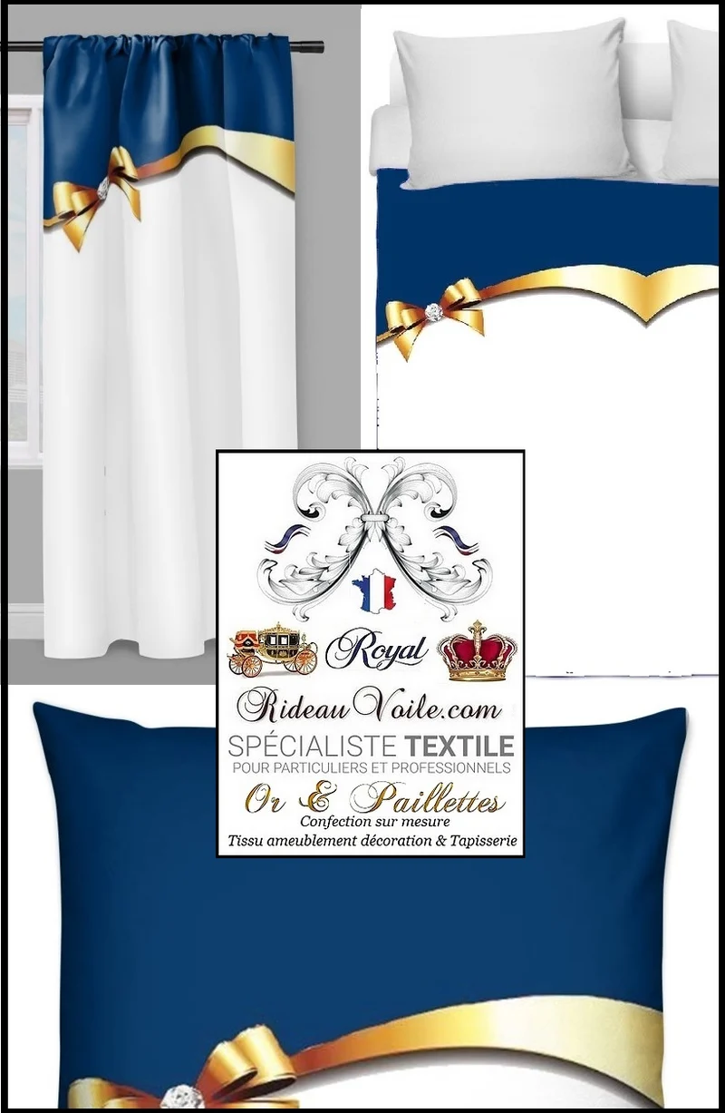 Tissu ameublement déco tapisserie au mètre imprimé nœud or et pierres précieuses
