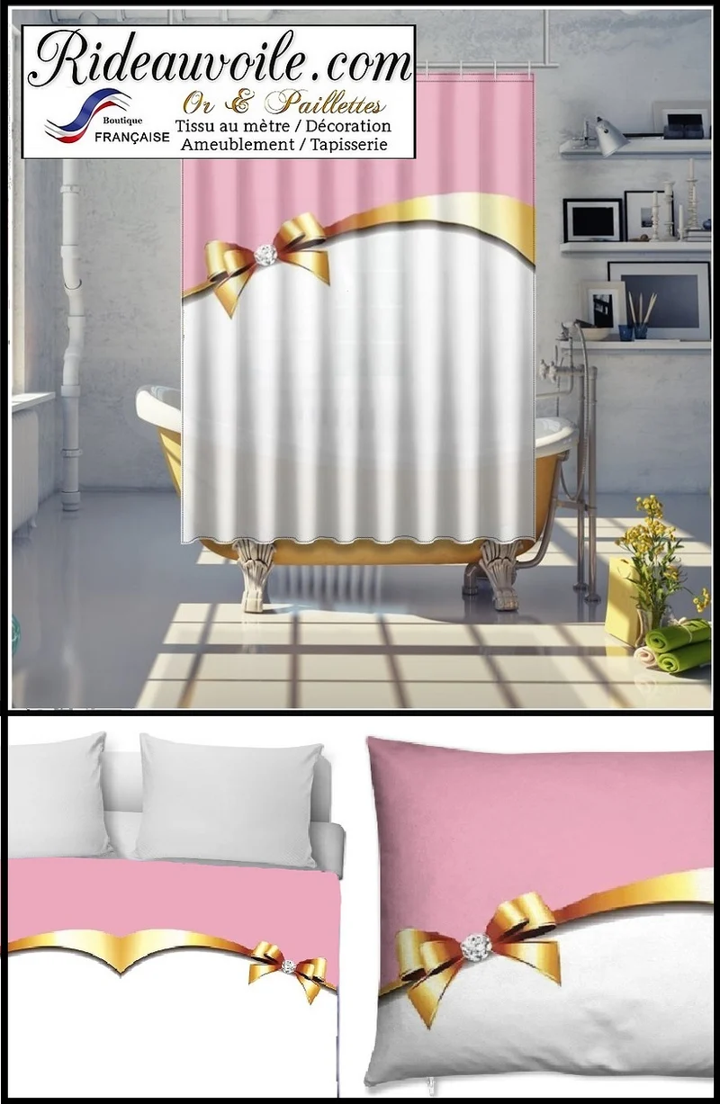 Fashion style girly tissu ameublement au mètre imprimé doré motif nœud diamant Or