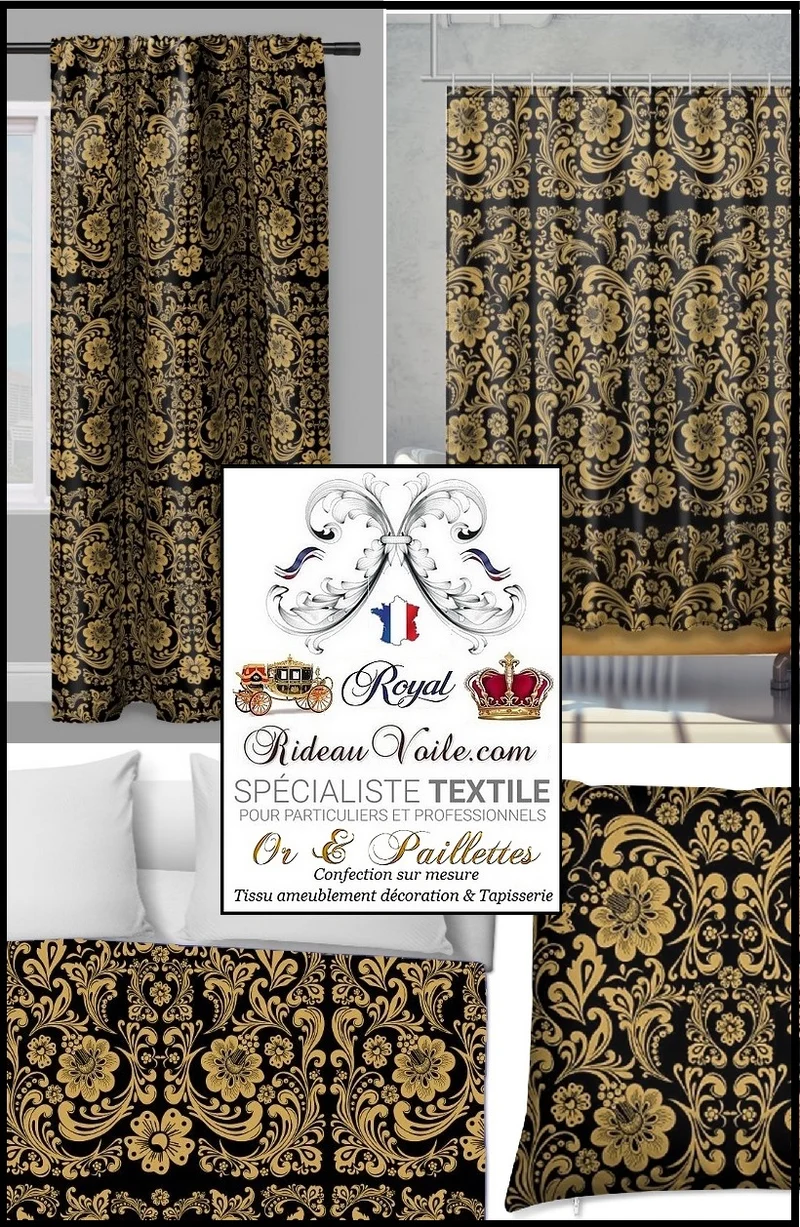 Boutique Tissu ameublement au mètre Baroque Or tapisserie décoration doré