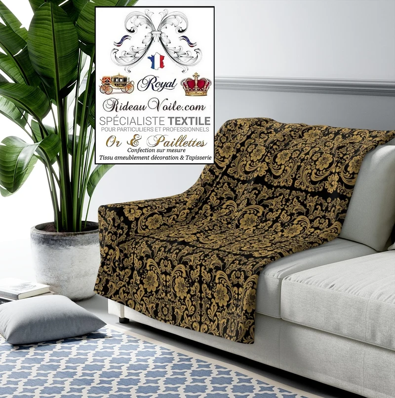 Boutique Tissu ameublement au mètre Baroque Or tapisserie décoration doré