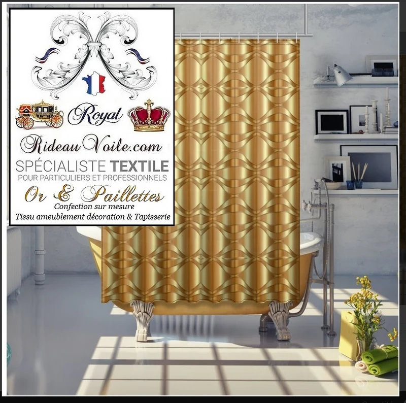 Tissu ameublement au mètre imprimé métal Or tapisserie décoration doré rideau