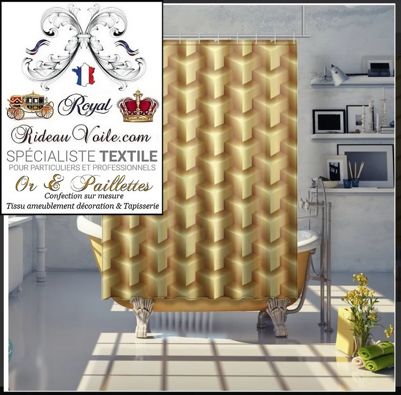 Tissu ameublement au mètre imprimé métal Or tapisserie décoration rideau doré