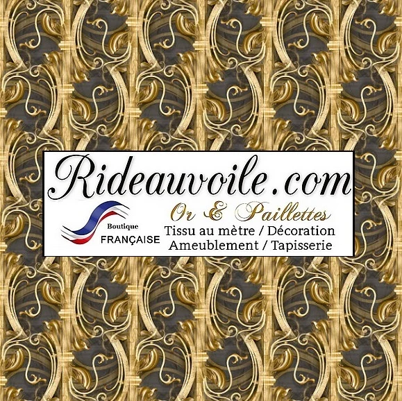 Tissu ameublement au mètre imprimé métal Or fer forgé tapisserie Baroque rideau
