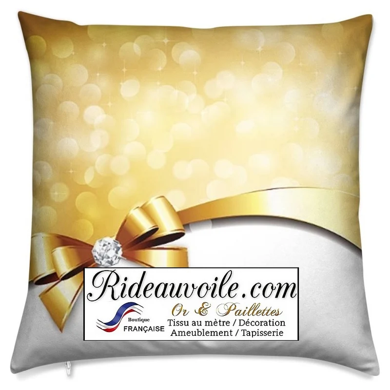 Tissu métal Or ameublement au mètre imprimé doré motif nœud diamant rideau