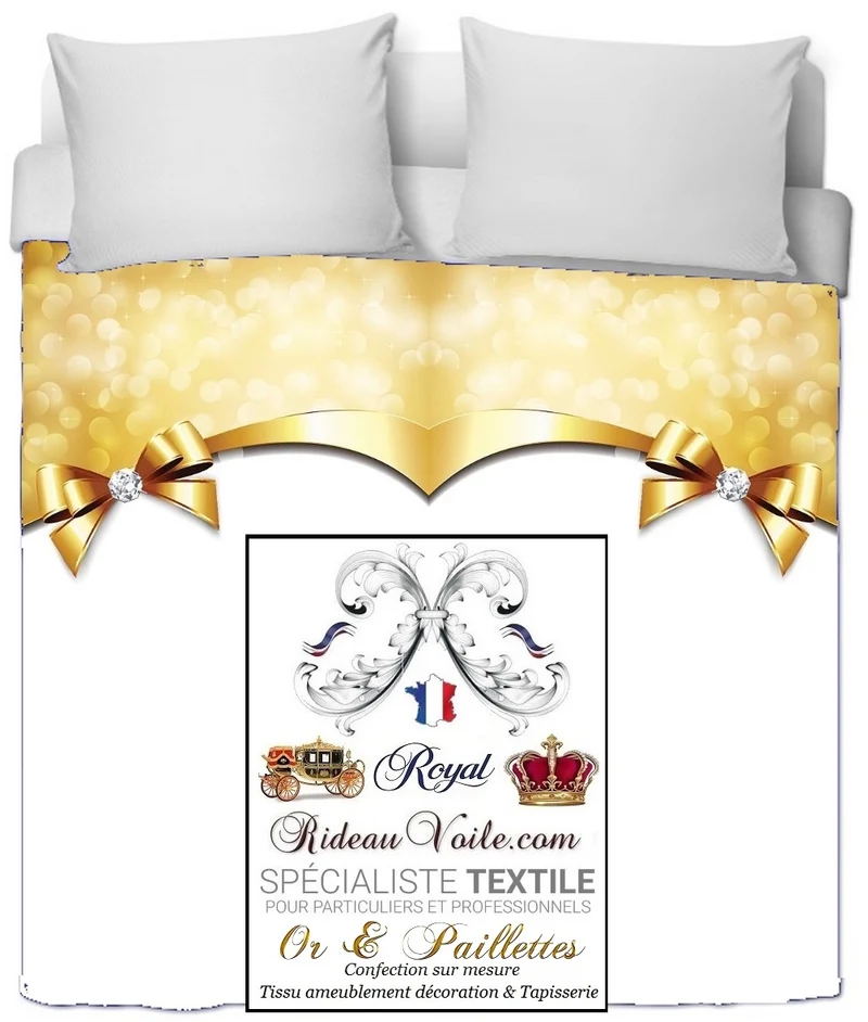 Tissu métal Or ameublement au mètre imprimé doré motif nœud diamant rideau