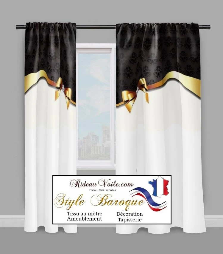 Tissu ornement Baroque ameublement au mètre imprimé Or doré noir rideau déco