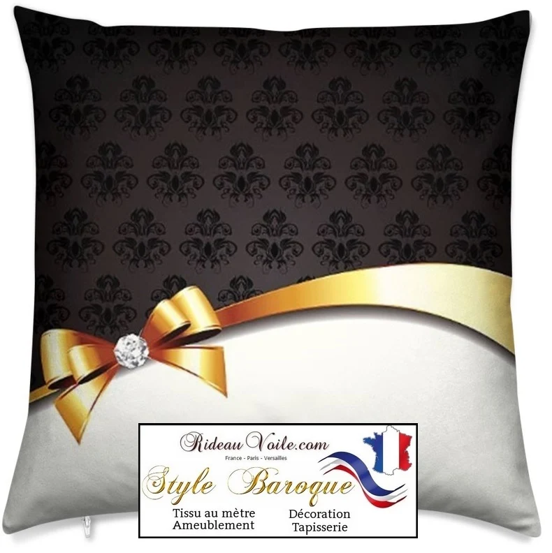 Tissu ornement Baroque ameublement au mètre imprimé Or doré noir rideau déco