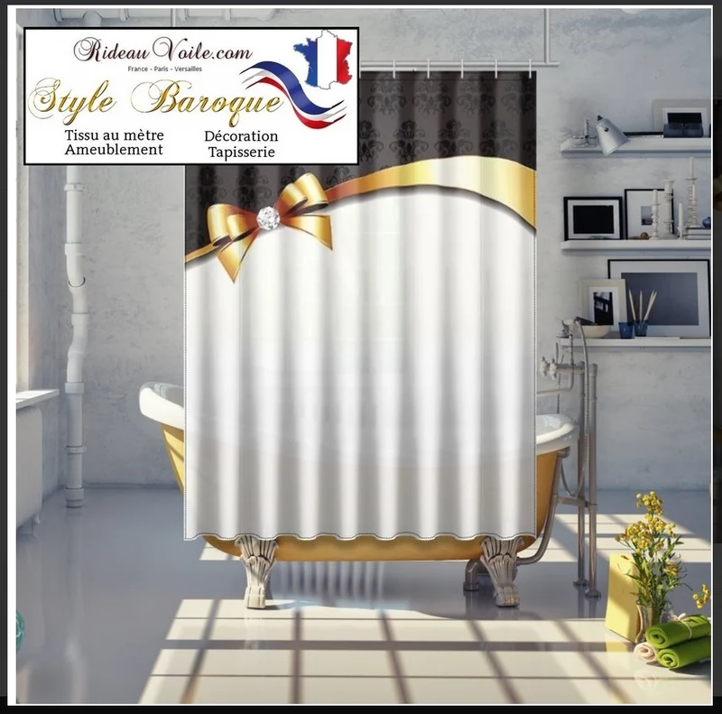 Tissu ornement Baroque ameublement au mètre imprimé Or doré noir rideau déco