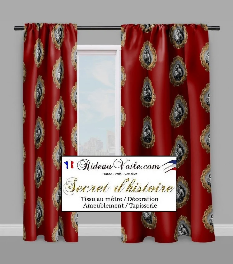Tapisserie rouge or velours Baroque motif Vierge Marie tissu rideau ameublement au mètre