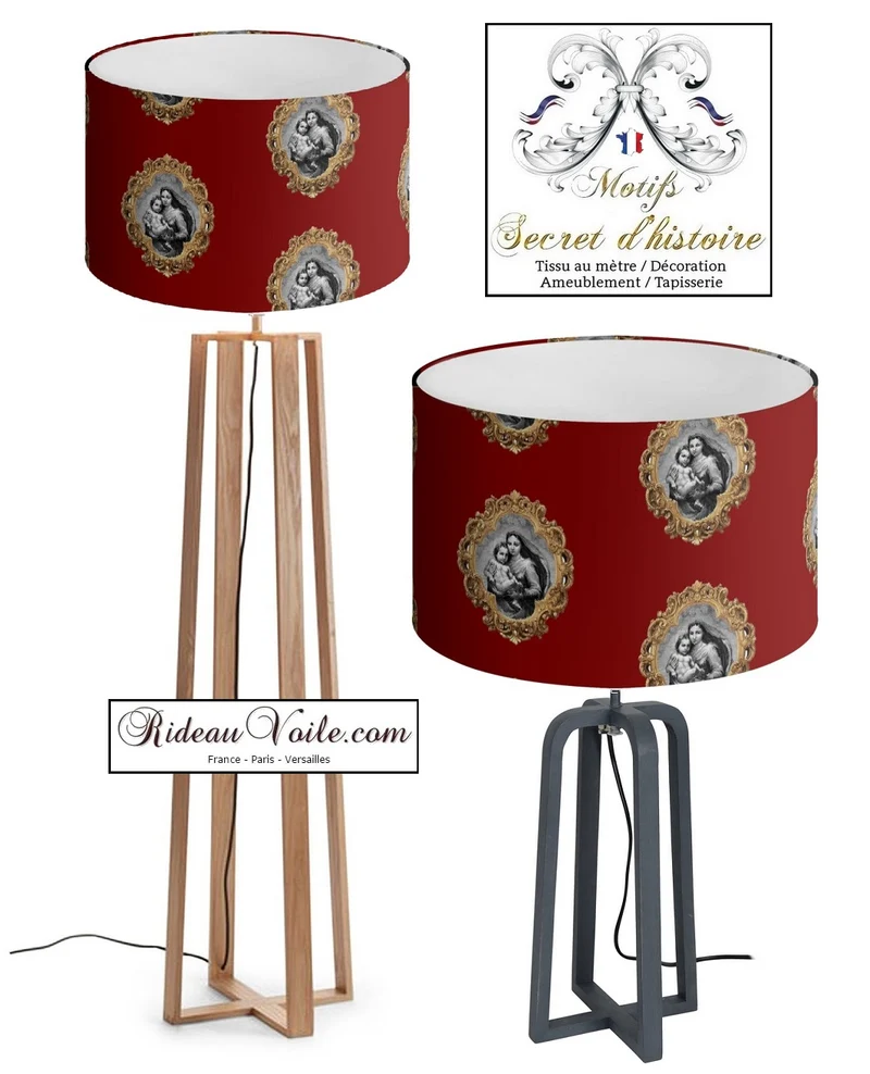 Tapisserie rouge or velours Baroque motif Vierge Marie tissu rideau ameublement au mètre