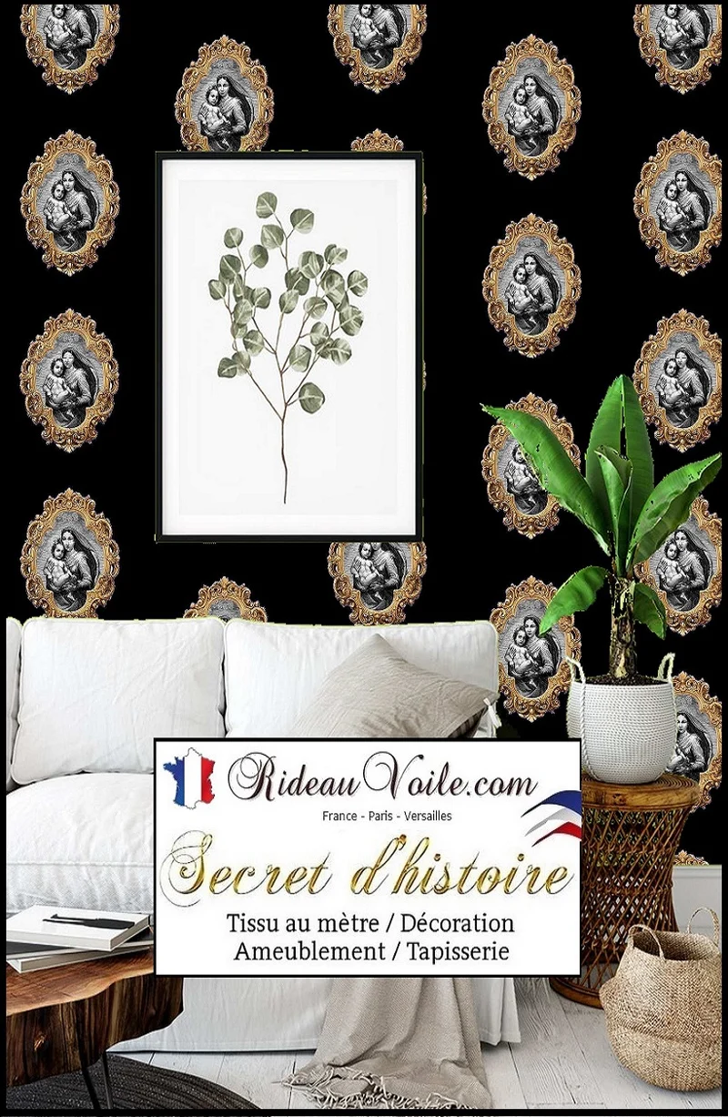 Rideauvoile tapisserie Baroque liturgique Vierge Marie tissu ameublement au mètre