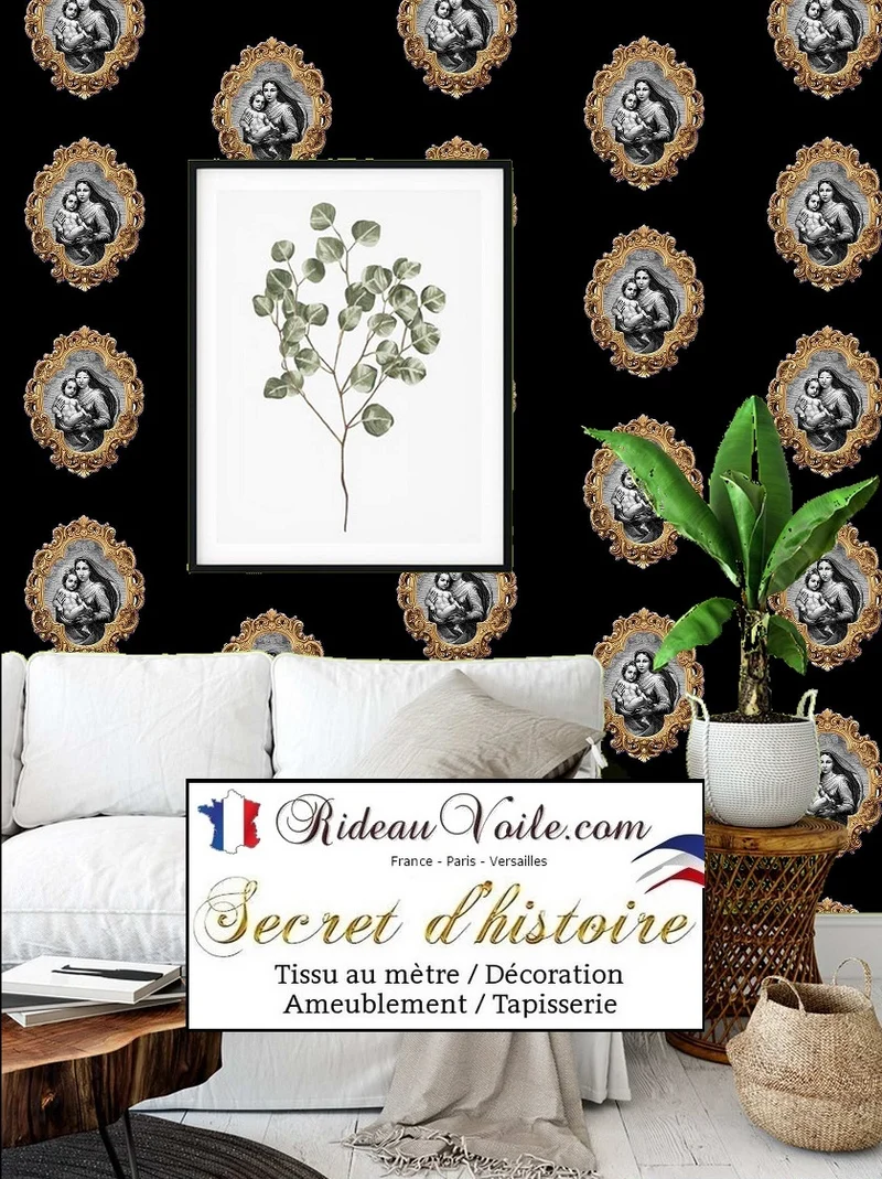 Rideauvoile tapisserie Baroque liturgique Vierge Marie tissu ameublement au mètre