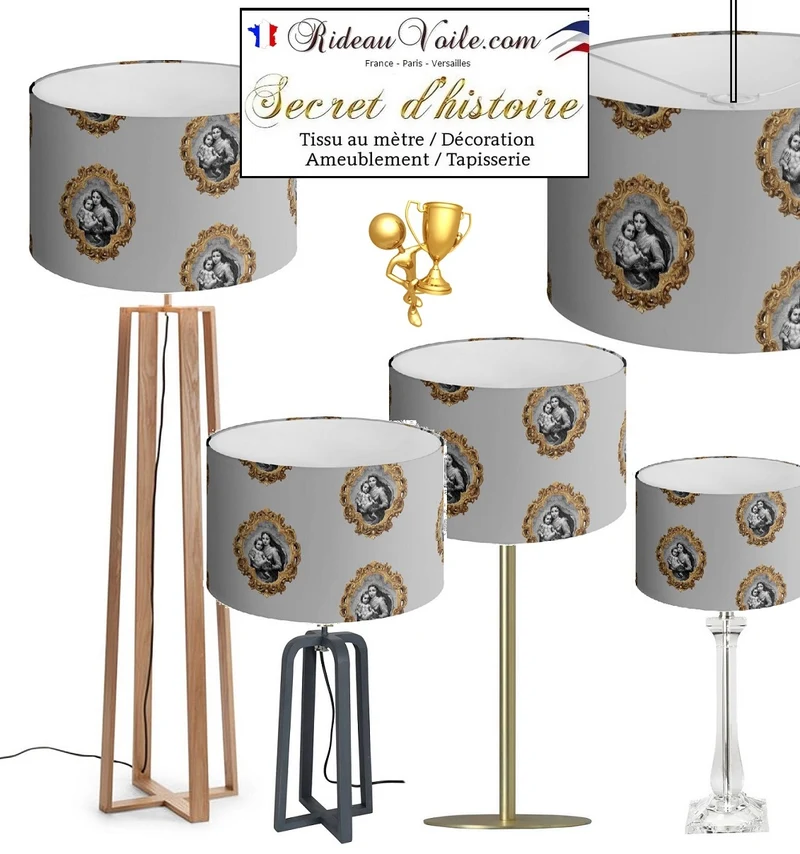 Rideau voilage Baroque liturgique motif Vierge Marie tissu imprimé au mètre occultant